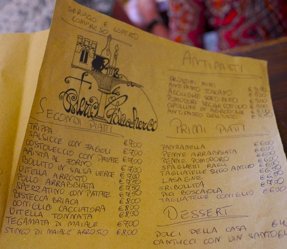 A hand written menu full of various options