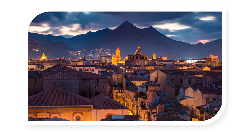 Rooftop view in Palermo Italy at night