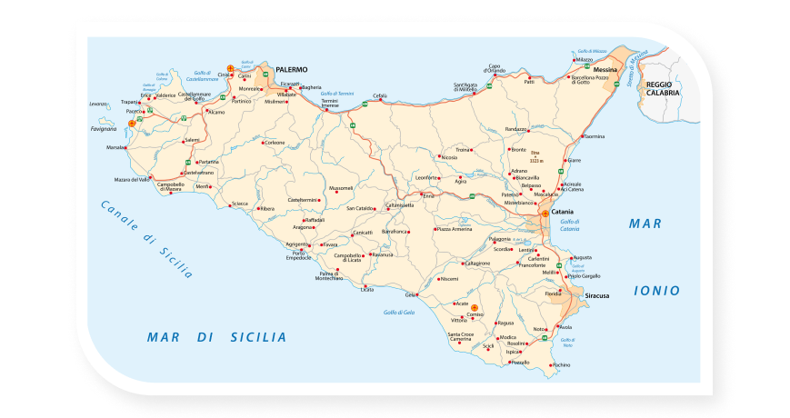 Sicily Island Map South Italy