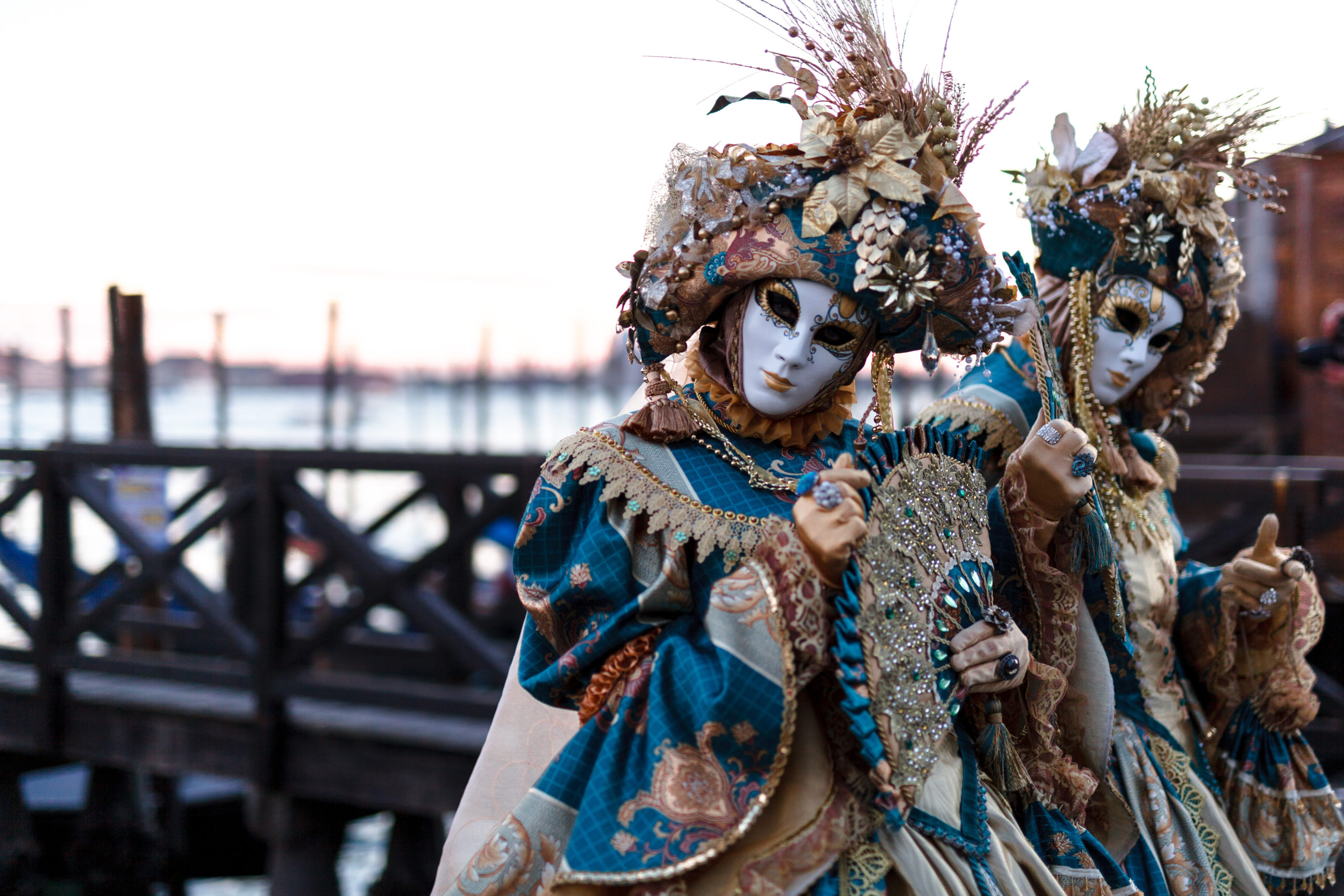 People wearing masks in the Venice Carnival