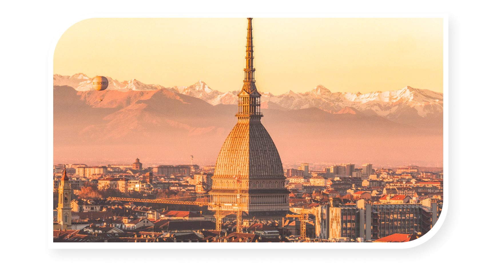 View of Turin buildings during sunset