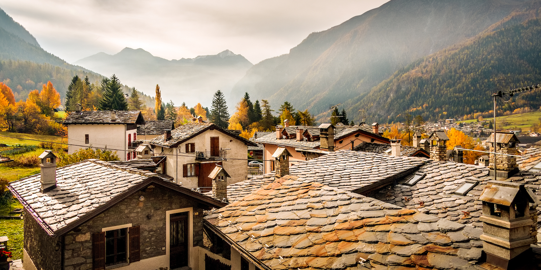 beautiful fall landscape in Valle d'Aosta